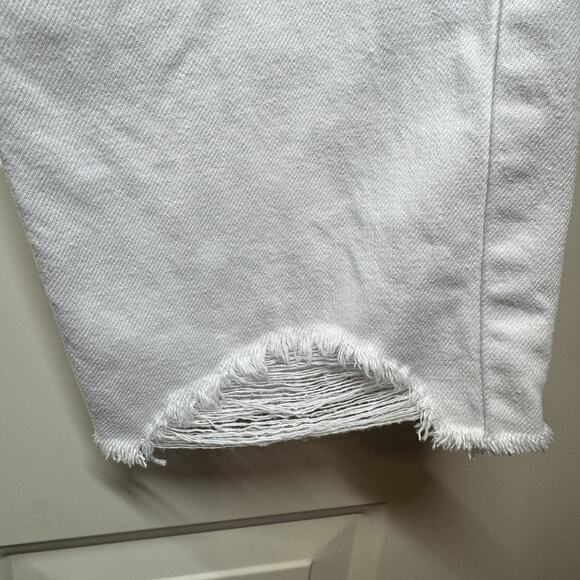 Pistola Jeans Women 26 White Distressed Ankle Frayed Raw Hem Mid Rise Mom Jeans - Picture 3 of 8